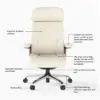 Ivory Genuine Leather Swivel Office Chair with Ergonomic Synchro-Tilt Recline System