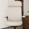 Ivory Genuine Leather Swivel Office Chair with Ergonomic Synchro-Tilt Recline System