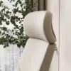 Ivory Genuine Leather Swivel Office Chair with Ergonomic Synchro-Tilt Recline System