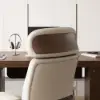 Ivory Genuine Leather Swivel Office Chair with Ergonomic Synchro-Tilt Recline System