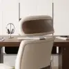 Ivory Genuine Leather Swivel Office Chair with Ergonomic Synchro-Tilt Recline System