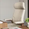 Ivory Genuine Leather Swivel Office Chair with Ergonomic Synchro-Tilt Recline System