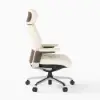 Ivory Genuine Leather Swivel Office Chair with Ergonomic Synchro-Tilt Recline System