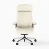 Ivory Genuine Leather Swivel Office Chair with Ergonomic Synchro-Tilt Recline System
