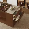 60" Glass Top Walnut Dresser Walk-in Closet Island with Jewellery Storage