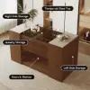 60" Glass Top Walnut Dresser Walk-in Closet Island with Jewellery Storage