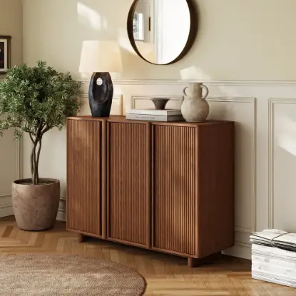 Lineva 48" Ash Wood Veneer Shoe Storage Fluted Entryway Cabinet – AUD-H3070