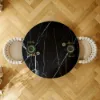 Dining Set 39" Glossy Black Sintered Stone Dining Table with 2 Chairs