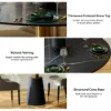 Dining Set 39" Glossy Black Sintered Stone Dining Table with 2 Chairs