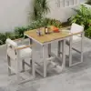 Tevara Outdoor Square Bar Table with Teak Wood Slat Top & Aluminum Frame in Sand