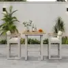 Tevara Outdoor Square Bar Table with Teak Wood Slat Top & Aluminum Frame in Sand