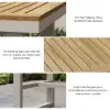 Tevara Outdoor Square Bar Table with Teak Wood Slat Top & Aluminum Frame in Sand