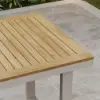 Tevara Outdoor Square Bar Table with Teak Wood Slat Top & Aluminum Frame in Sand