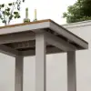 Tevara Outdoor Square Bar Table with Teak Wood Slat Top & Aluminum Frame in Sand