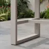 Tevara Outdoor Square Bar Table with Teak Wood Slat Top & Aluminum Frame in Sand