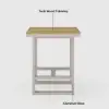 Tevara Outdoor Square Bar Table with Teak Wood Slat Top & Aluminum Frame in Sand