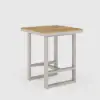 Tevara Outdoor Square Bar Table with Teak Wood Slat Top & Aluminum Frame in Sand