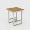 Tevara Outdoor Square Bar Table with Teak Wood Slat Top & Aluminum Frame in Sand