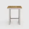Tevara Outdoor Square Bar Table with Teak Wood Slat Top & Aluminum Frame in Sand