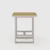 Tevara Outdoor Square Bar Table with Teak Wood Slat Top & Aluminum Frame in Sand