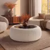 Picture of Modern 39" Round Performance Chenille Ottoman Coffee Table with Hidden Storage