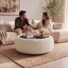 Picture of Modern 39" Round Performance Chenille Ottoman Coffee Table with Hidden Storage