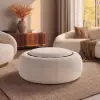 Picture of Modern 39" Round Performance Chenille Ottoman Coffee Table with Hidden Storage