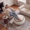 Picture of Modern 39" Round Performance Chenille Ottoman Coffee Table with Hidden Storage