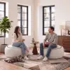 Picture of Modern 39" Round Performance Chenille Ottoman Coffee Table with Hidden Storage