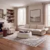 Picture of Modern 39" Round Performance Chenille Ottoman Coffee Table with Hidden Storage