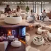 Picture of Modern 39" Round Performance Chenille Ottoman Coffee Table with Hidden Storage
