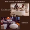 Picture of Modern 39" Round Performance Chenille Ottoman Coffee Table with Hidden Storage