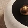 Picture of Modern 39" Round Performance Chenille Ottoman Coffee Table with Hidden Storage