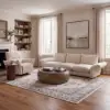 Modern 39" Round Performance Leather Ottoman Coffee Table with Hidden Storage