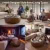 Modern 39" Round Performance Leather Ottoman Coffee Table with Hidden Storage