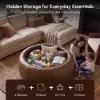 Modern 39" Round Performance Leather Ottoman Coffee Table with Hidden Storage