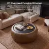 Modern 39" Round Performance Leather Ottoman Coffee Table with Hidden Storage