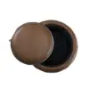 Modern 39" Round Performance Leather Ottoman Coffee Table with Hidden Storage