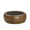 Modern 39" Round Performance Leather Ottoman Coffee Table with Hidden Storage
