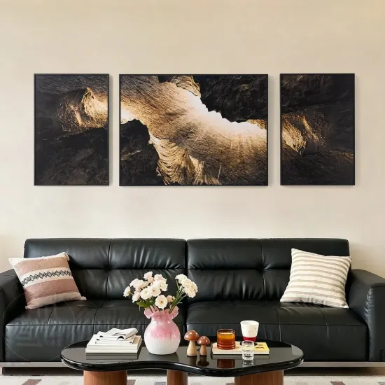 3-Piece Framed Abstract Canvas Wall Art Set with Black Aluminium Frames