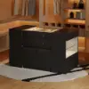 Selvo Saddle Leather Black Closet Island with Storage, Light and Jewellery Display