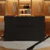 Selvo Saddle Leather Black Closet Island with Storage, Light and Jewellery Display