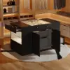 Selvo Saddle Leather Black Closet Island with Storage, Light and Jewellery Display