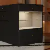 Selvo Saddle Leather Black Closet Island with Storage, Light and Jewellery Display