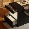 Selvo Saddle Leather Black Closet Island with Storage, Light and Jewellery Display