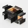 Selvo Saddle Leather Black Closet Island with Storage, Light and Jewellery Display