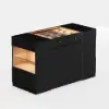 Selvo Saddle Leather Black Closet Island with Storage, Light and Jewellery Display