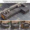Resaro 7-Piece Outdoor Modular Natural Teak Sectional Fluted Sofa Set in Dark Gray
