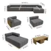 Resaro 7-Piece Outdoor Modular Natural Teak Sectional Fluted Sofa Set in Dark Gray