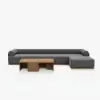 Resaro 7-Piece Outdoor Modular Natural Teak Sectional Fluted Sofa Set in Dark Gray